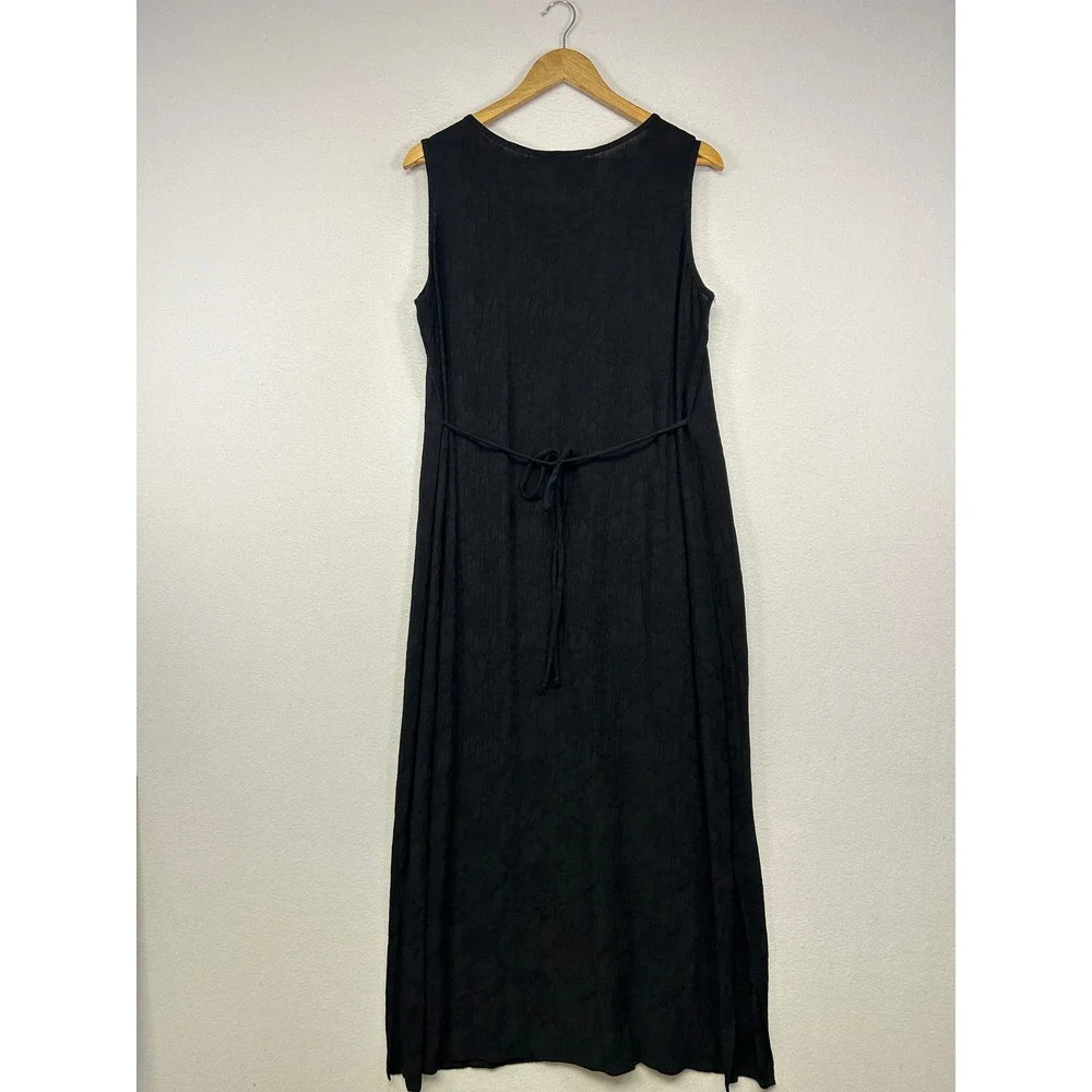 90s‎ Minimalist Molly Malloy Womens Large Black Textured Sleeveless Maxi Dress